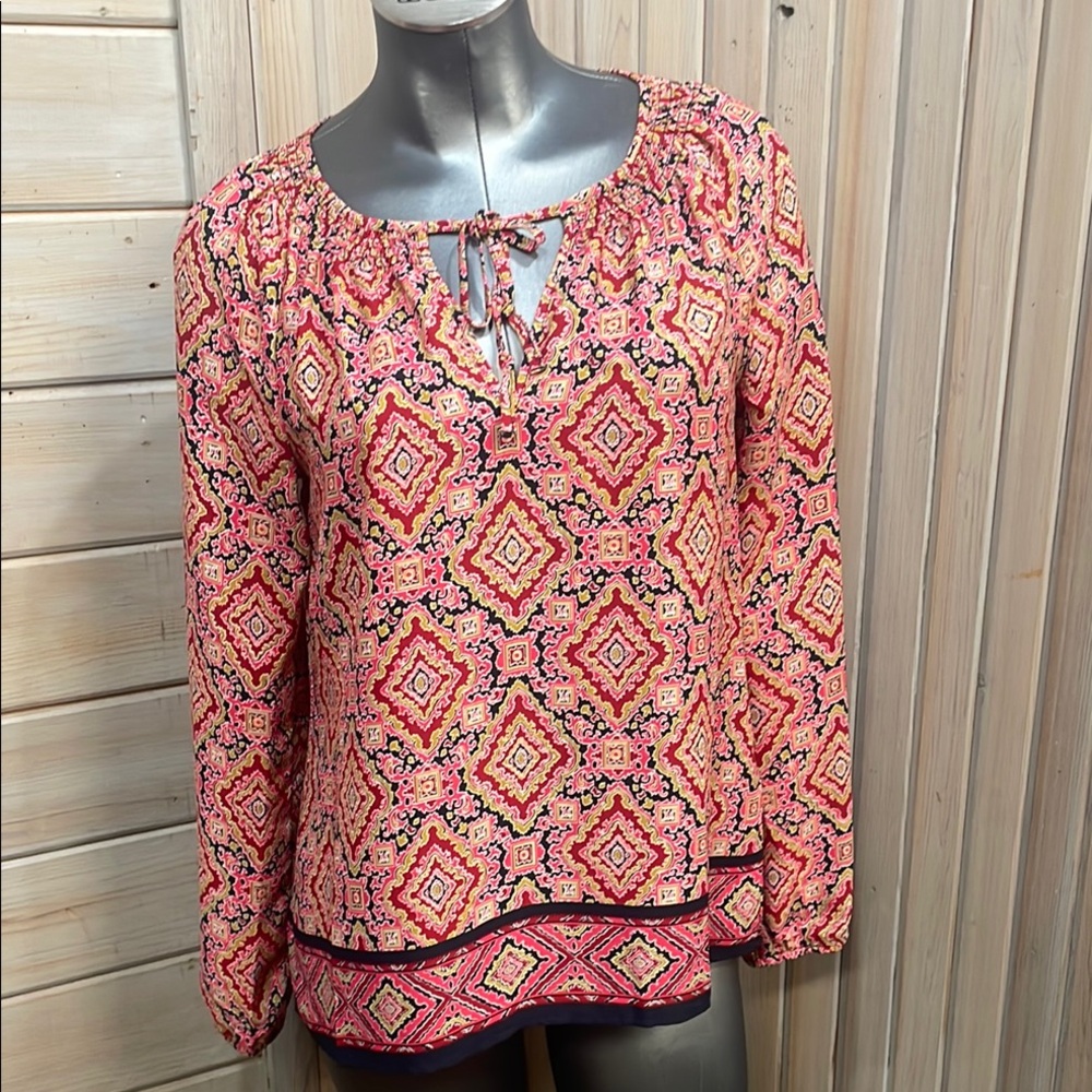 GAP Pink Tie Front Relaxed Blouse